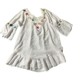Ucho Bali M/L white beach dress with colorful crochet